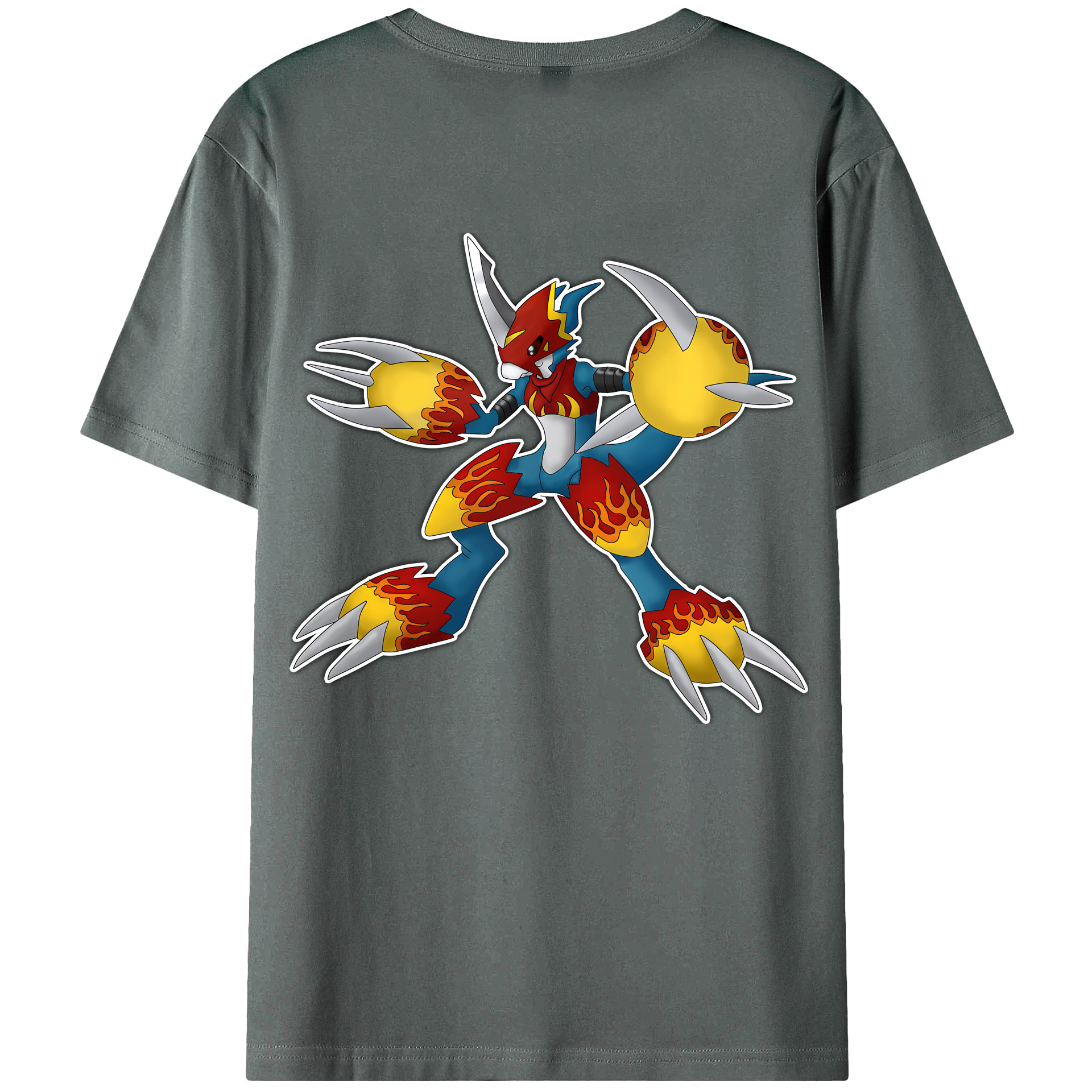 （画像用） Digimon デジタルモンスター/デジモン 綿100％ メンズ半袖Tシャツ（バックプリント） 通気性